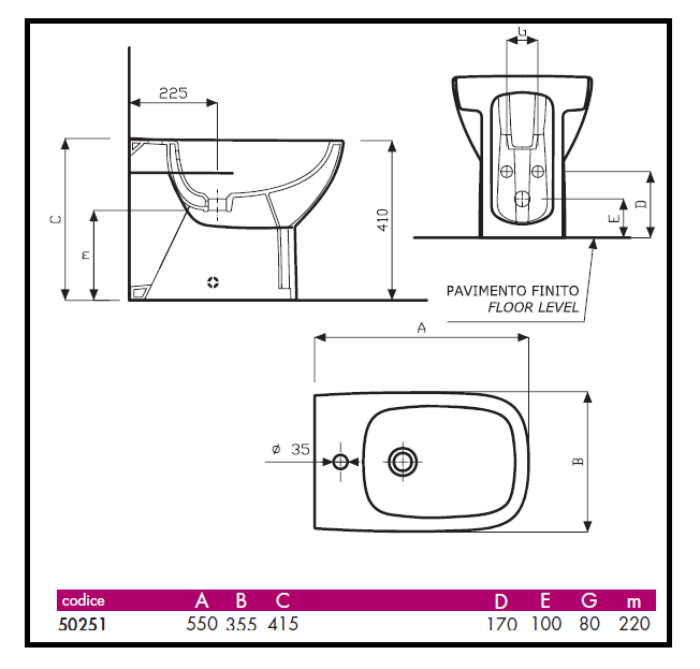 Predisposizione di scarico e attacchi idrici di vaso e bidet